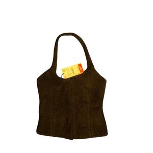 Zara Brown Structured Halter Top XS NWT Fitted Panel Minimalist Chic